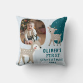 Cute Baby's 1st Christmas Photo Reindeer クッション (正面)