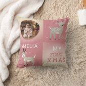 Cute Baby's 1st Christmas Photo Reindeer クッション (ブランケット)