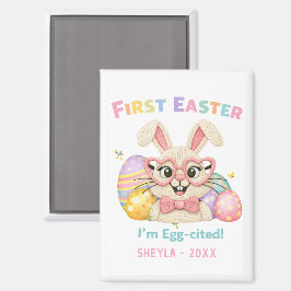 Cute Baby's First Easter Egg-cited Bunny マグネット