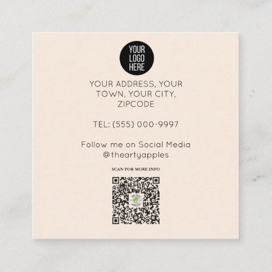 Cute Babysitter Business Card | Fun & Friendly i スクエア名刺 (裏面)