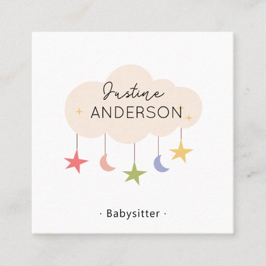 Cute Babysitter Business Card | Fun & Friendly i スクエア名刺 (正面)