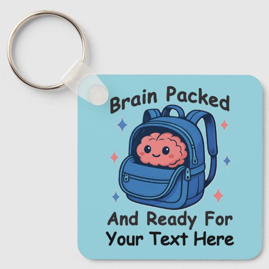 Cute Back-to-School Customizable “Brain Ready" キーホルダー (正面)
