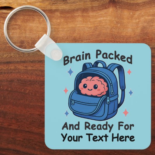 Cute Back-to-School Customizable “Brain Ready" キーホルダー (正面)