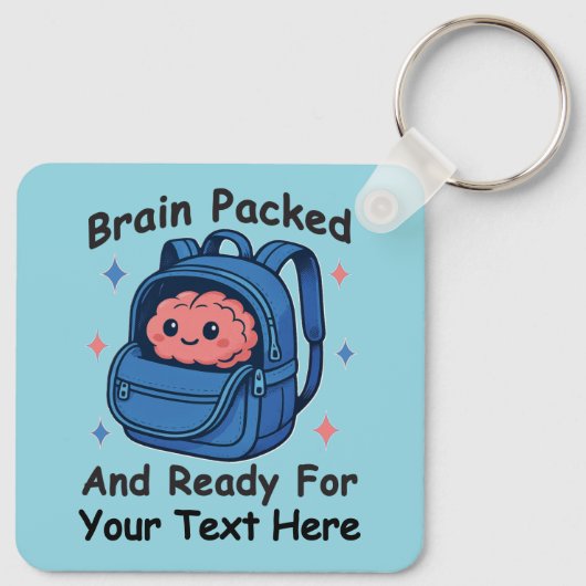 Cute Back-to-School Customizable “Brain Ready" キーホルダー (裏面)