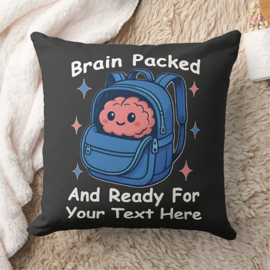 Cute Back-to-School Customizable “Brain Ready" クッション (ブランケット)