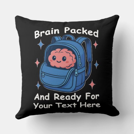 Cute Back-to-School Customizable “Brain Ready" クッション (裏面)