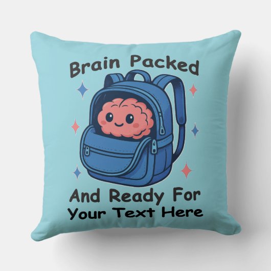Cute Back-to-School Customizable “Brain Ready" クッション (裏面)