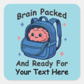 Cute Back-to-School Customizable “Brain Ready" スクエアシール (正面)