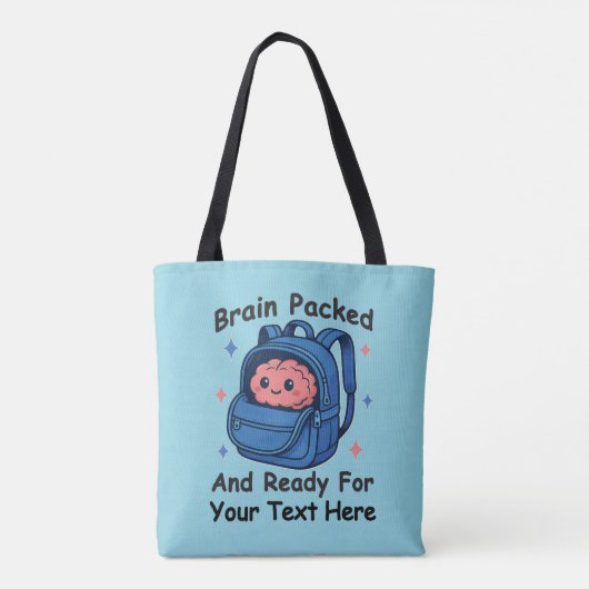 Cute Back-to-School Customizable “Brain Ready" トートバッグ (裏面)