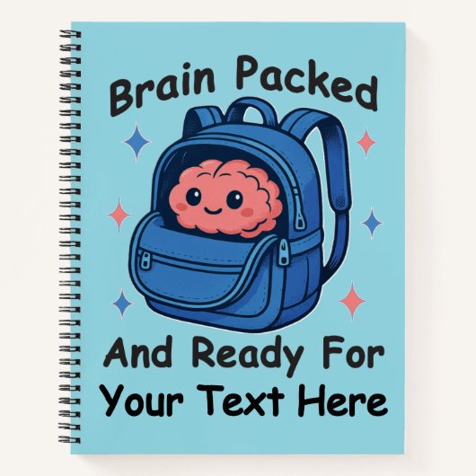 Cute Back-to-School Customizable “Brain Ready" ノートブック (正面)