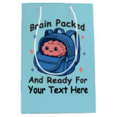 Cute Back-to-School Customizable “Brain Ready" ミディアムペーパーバッグ (正面)