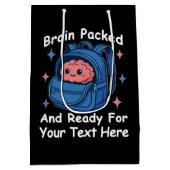 Cute Back-to-School Customizable “Brain Ready" ミディアムペーパーバッグ (裏面)