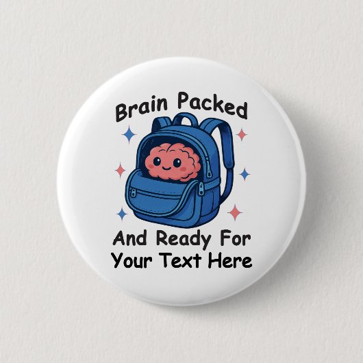 Cute Back-to-School Customizable “Brain Ready" 缶バッジ (正面)