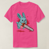 Cute Bad Evil Bunny Scary Saw Rabbit Egg Happy Eas Tシャツ (デザイン正面)