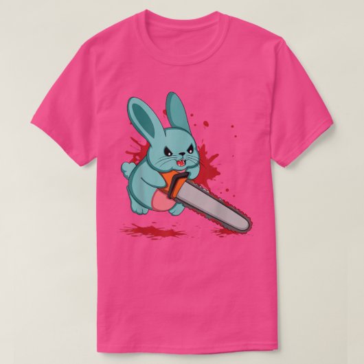 Cute Bad Evil Bunny Scary Saw Rabbit Egg Happy Eas Tシャツ (デザイン正面)