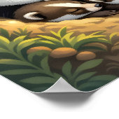 Cute  Badger Family Napping ポスター (角)