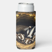 Cute  Badger Family Personalized スリム缶クーラー (Seltzer裏面)