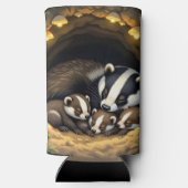 Cute  Badger Family Personalized スリム缶クーラー (裏面)