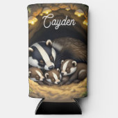 Cute  Badger Family Personalized スリム缶クーラー (正面)