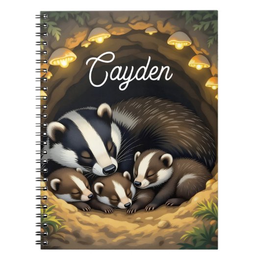 Cute  Badger Family Personalized ノートブック (正面)