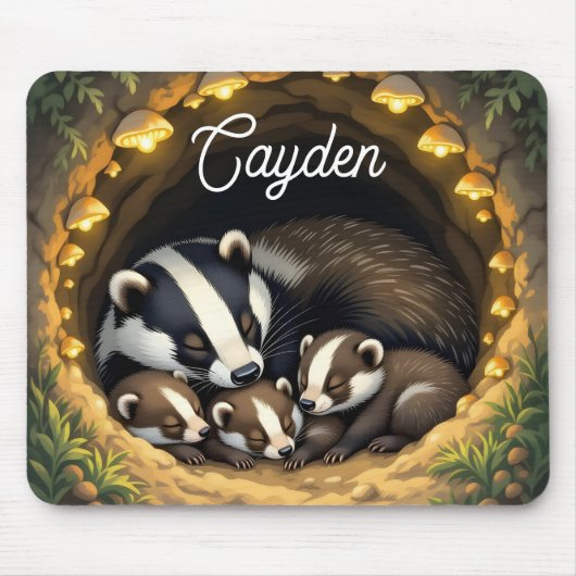 Cute  Badger Family Personalized マウスパッド (正面)