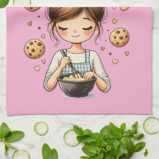 Cute Baker Girl Just One More Cookie キッチンタオル
