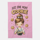 Cute Baker Girl Just One More Cookie キッチンタオル (縦)