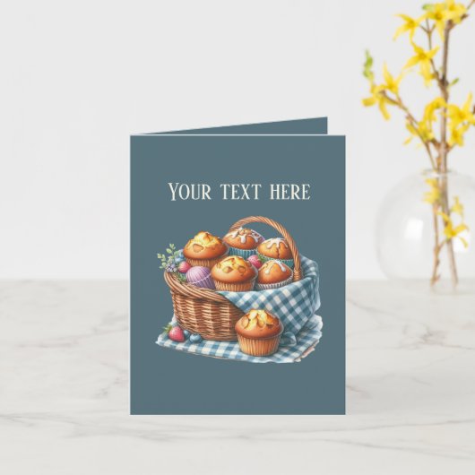 Cute Bakery muffins customizable カード (黄色い花)