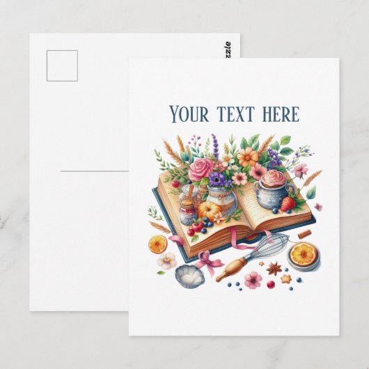 Cute bakery recipe book add message business name ポストカード (正面/裏面)