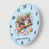 Cute bakery recipe book customizable ラージ壁時計 (傾斜)