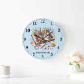 Cute bakery recipe book customizable ラージ壁時計 (ホーム)