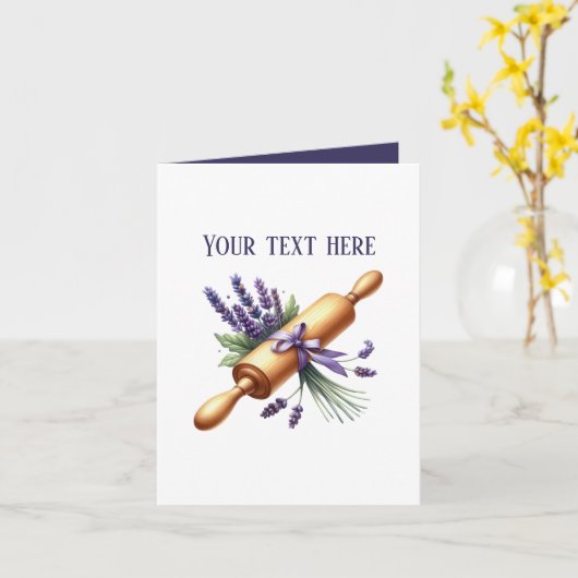 Cute bakery rolling pin customizable カード (黄色い花)