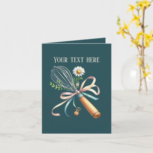 Cute Bakery whisk customizable カード (黄色い花)