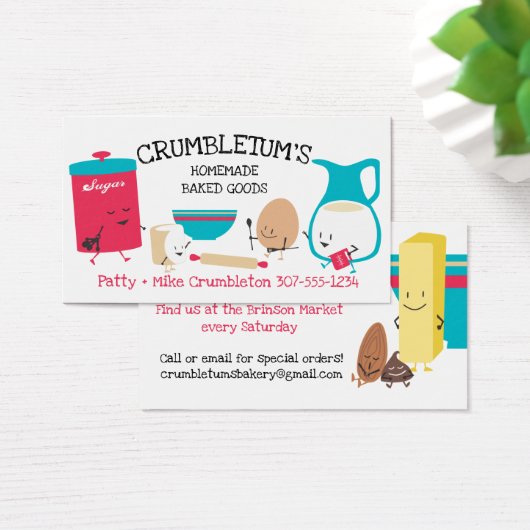 Cute baking butter sugar eggs bakery business card (デスク)