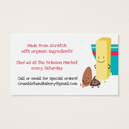 Cute baking butter sugar eggs bakery business card (裏面)