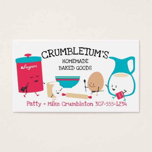 Cute baking butter sugar eggs bakery business card (正面)