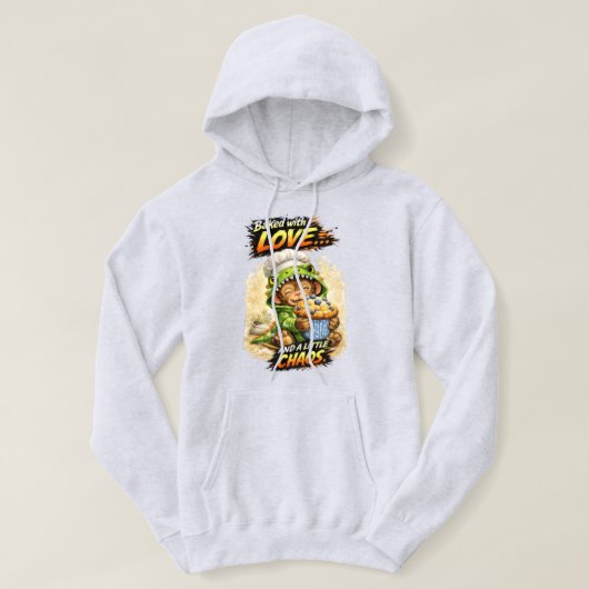 Cute Baking Dino – Funny Chaos Muffin Gift パーカ (デザイン正面)