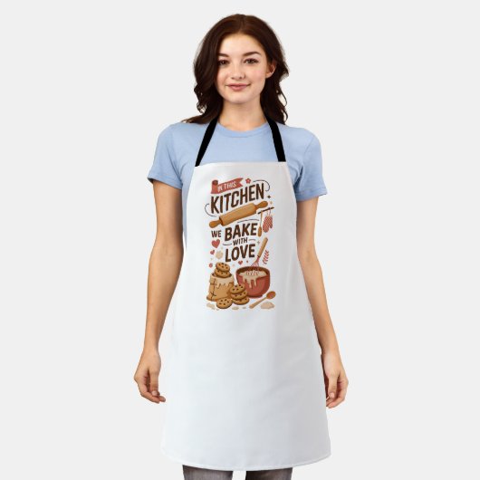 Cute Baking Graphic Apron for Home Cooks & Bakers エプロン (着用した状態)