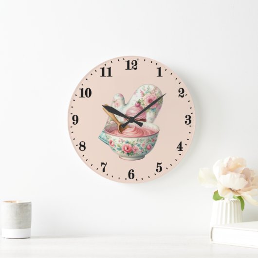 Cute baking lovers kitchen  ラージ壁時計 (ホーム)