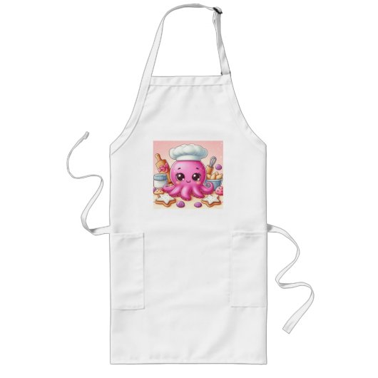 Cute baking octopus apron ロングエプロン (正面)