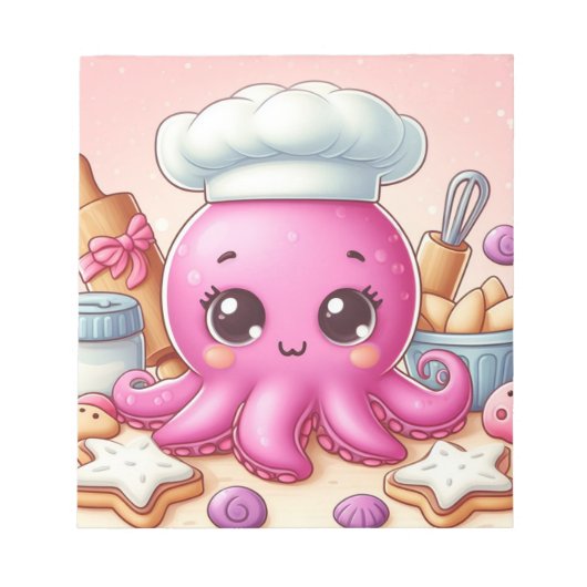 Cute baking octopus blank notepad ノートパッド (正面)
