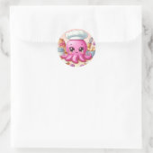 Cute baking octopus circle sticker ラウンドシール (バッグ)