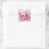 Cute baking octopus square sticker スクエアシール (バッグ)