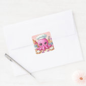 Cute baking octopus square sticker スクエアシール (封筒)