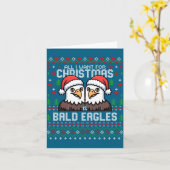 Cute Bald Eagles Christmas Ugly Xmas Sweater Patri カード (黄色い花)