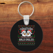Cute Bald Eagles Christmas Ugly Xmas Sweater Patri キーホルダー (正面)