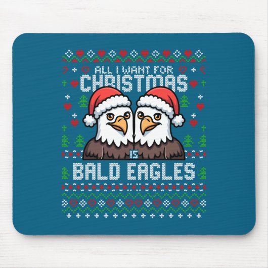 Cute Bald Eagles Christmas Ugly Xmas Sweater Patri マウスパッド (正面)