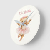 Cute ballerina bear ラウンド壁時計 (傾斜)