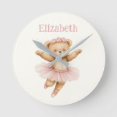 Cute ballerina bear ラウンド壁時計 (正面)