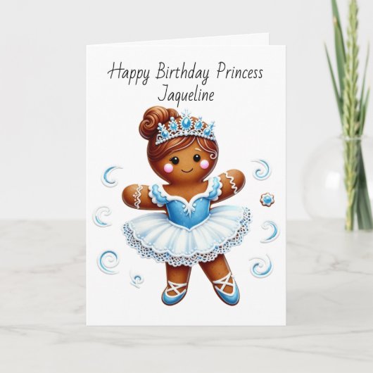 cute ballerina gingerbread girl birthday Card シーズンカード (正面)